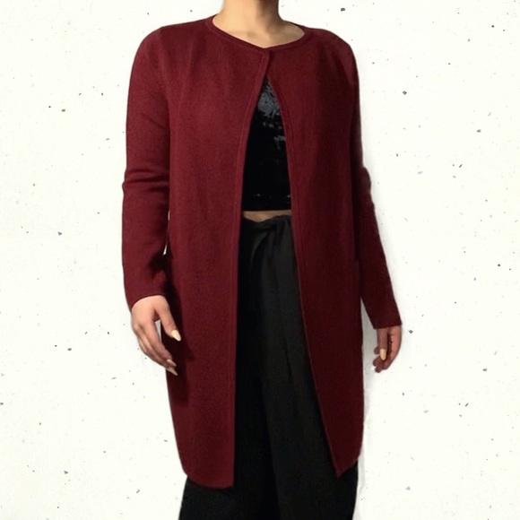 J. Crew Sweaters - NWT-Juliette collarless sweater-blazer burgundy
